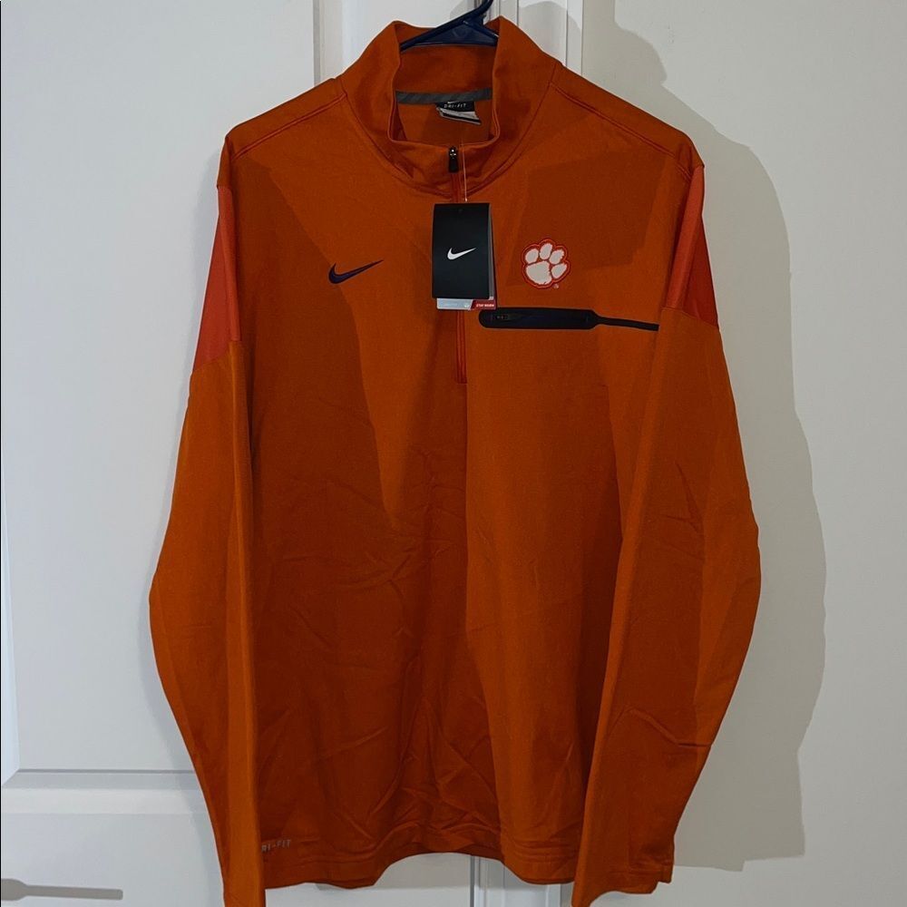 New Orange $80 Nike Clemson Tigers Coaches Jacket Sweatshirt L NWT 1/2 zipper